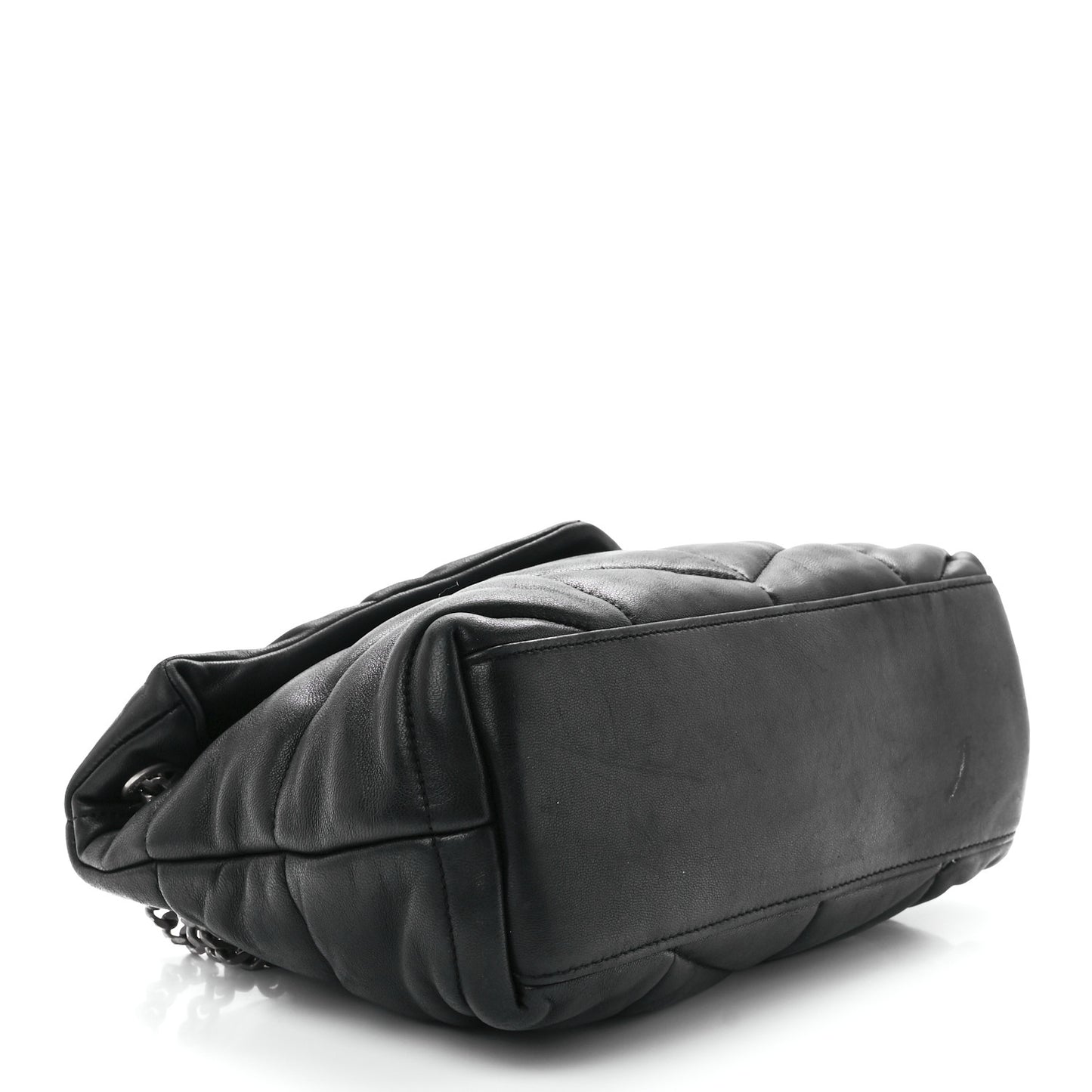 Lambskin Quilted Small Loulou Puffer Monogram Chain Satchel Black