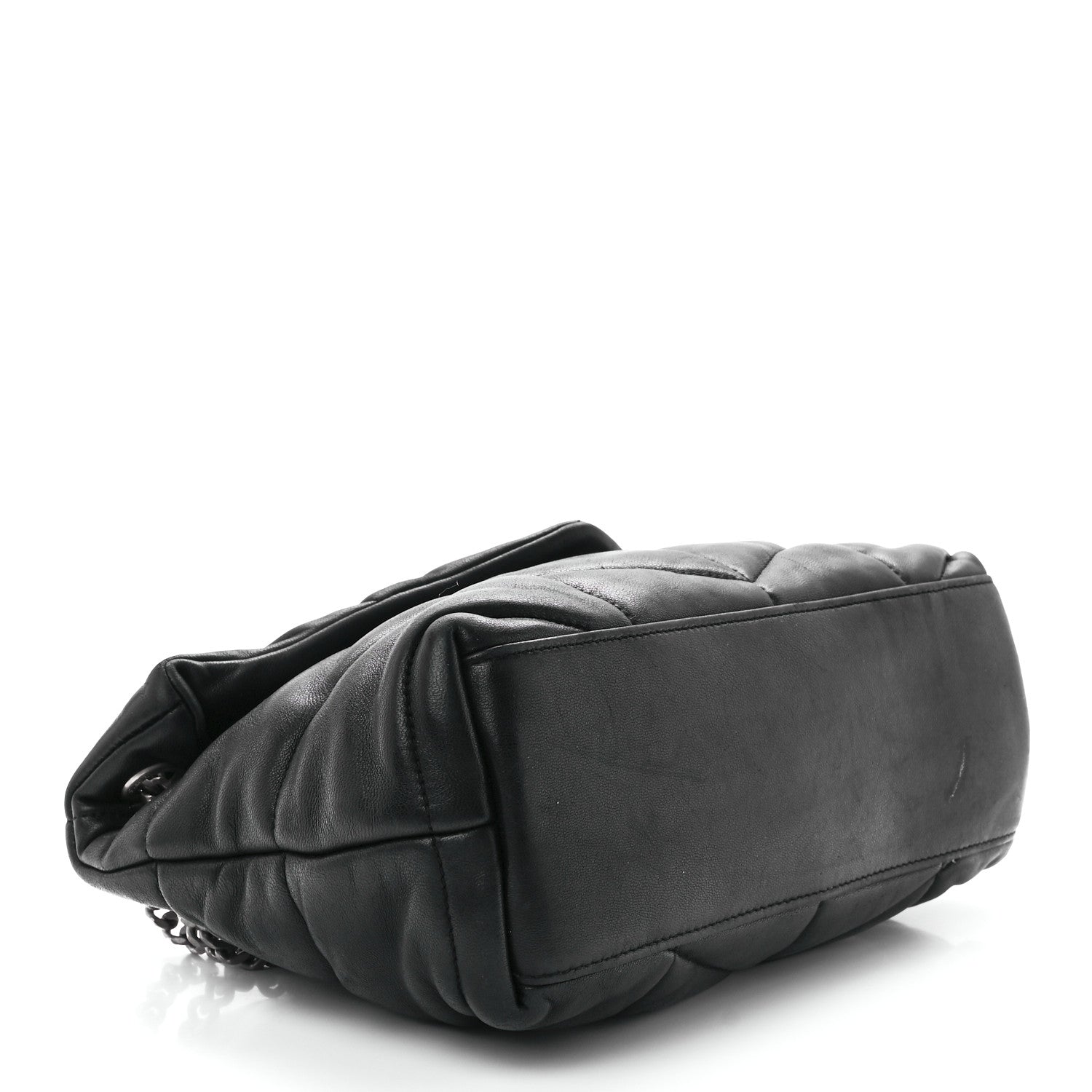Saint Laurent Lambskin Quilted Small Loulou Puffer Monogram Chain Satchel Black 4 of 12