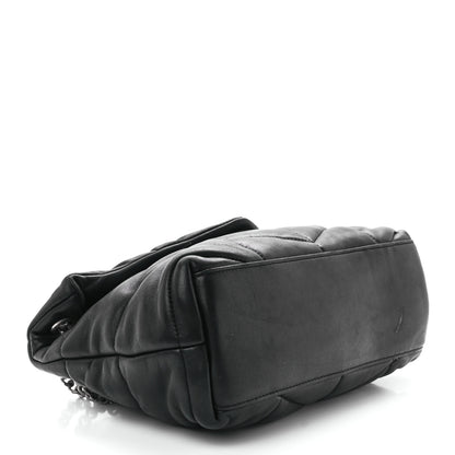 Saint Laurent Lambskin Quilted Small Loulou Puffer Monogram Chain Satchel Black 4 of 12