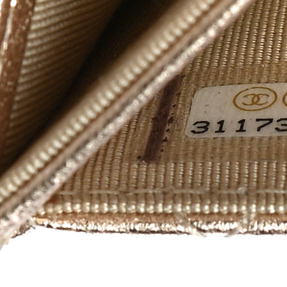 Chanel Metallic Lambskin Quilted Flap Card Holder Wallet Gold 8 of 12