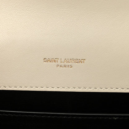 Saint Laurent Lambskin Mixed Matelasse Triquilt Medium Monogram Satchel Blanc Vintage 7 of 10
