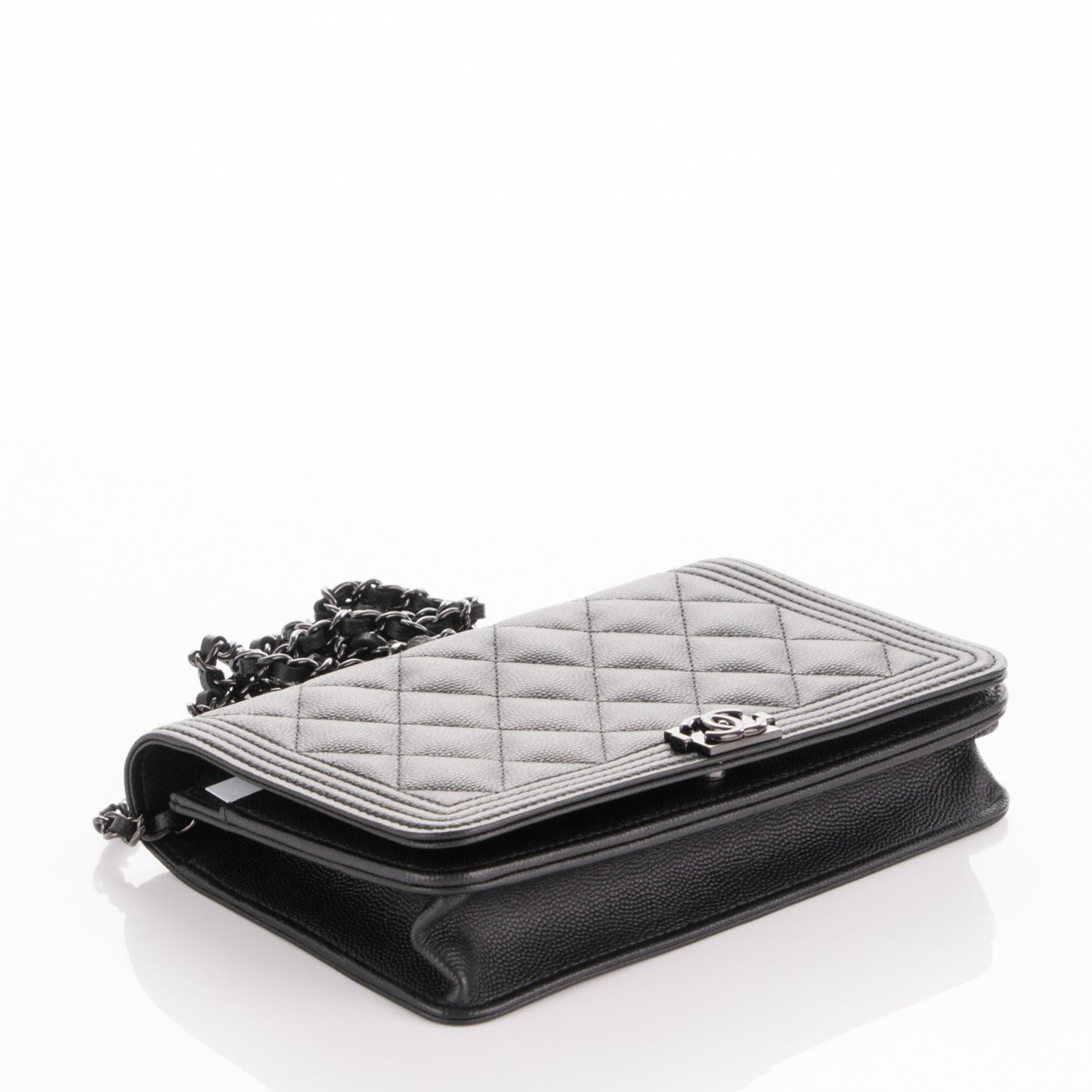 Caviar Quilted Boy Wallet On Chain WOC So Black