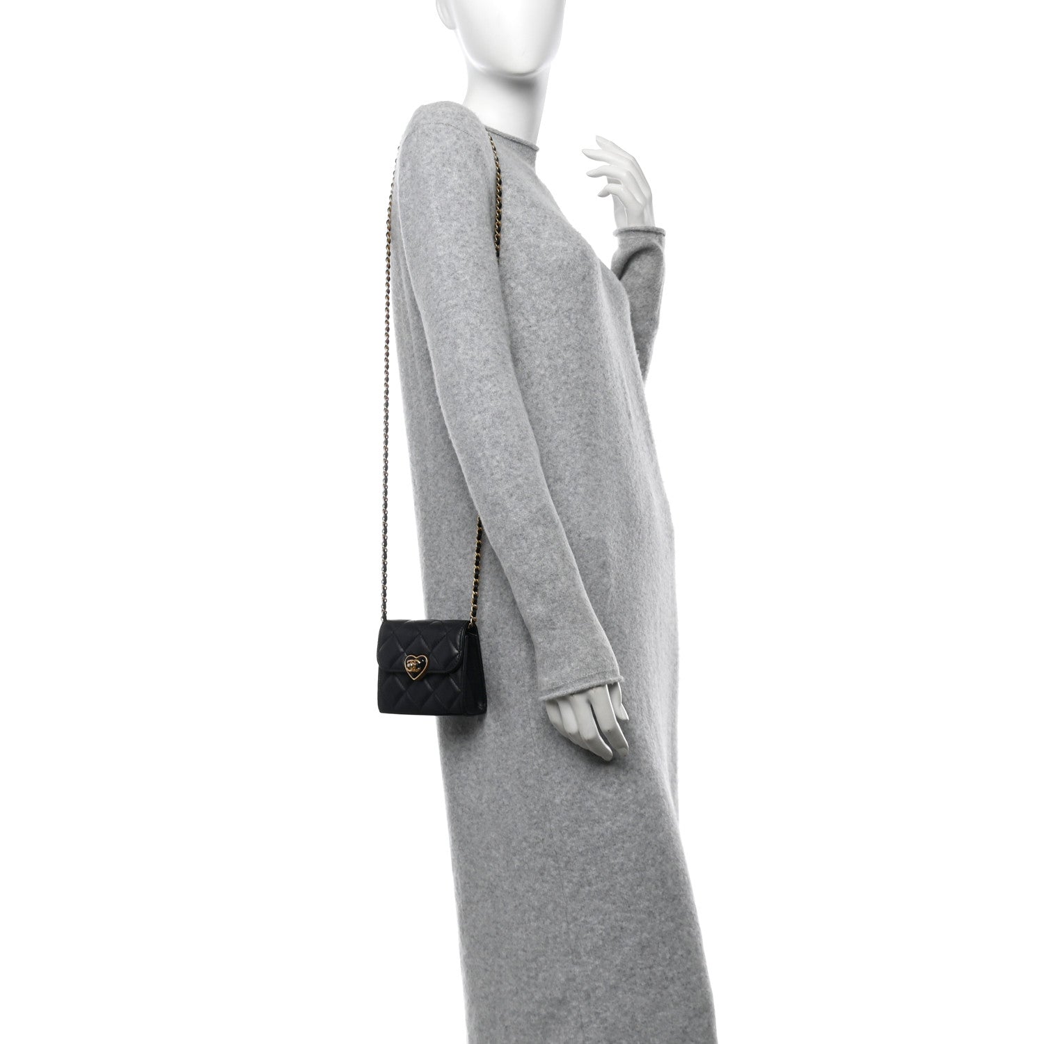 Chanel Lambskin Plexiglass Quilted Coco Love Clutch With Chain Black 2 of 14