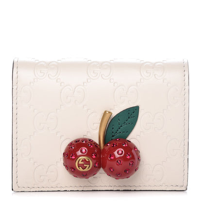 Gucci Guccissima Cherries Card Case Wallet White 1 of 9