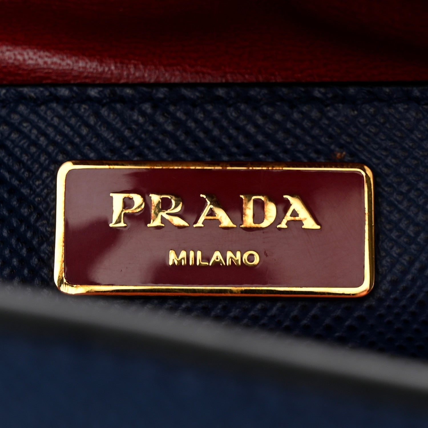 Prada Saffiano Cuir Bi-Color Double Handle Tote Bluette Fuoco 6 of 11