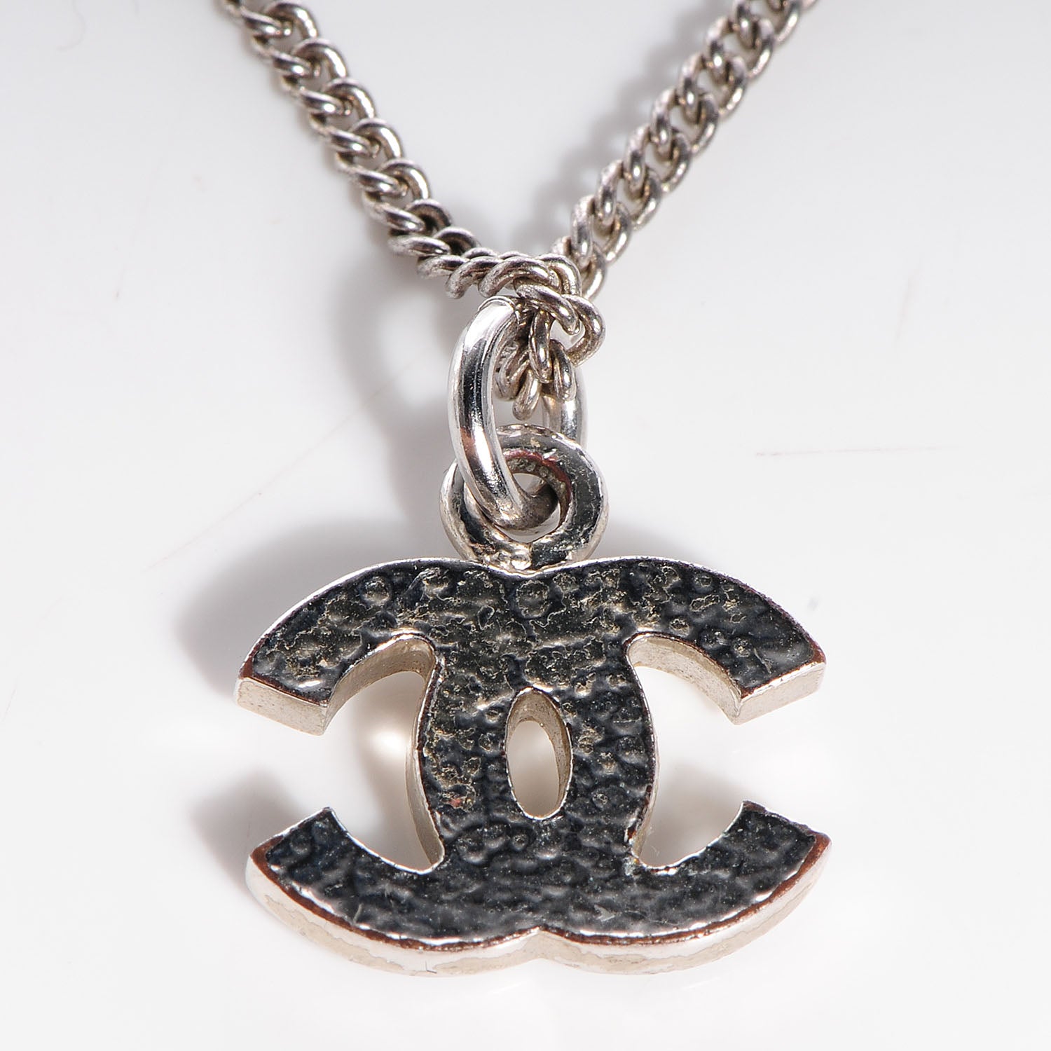 Chanel Crystal CC Timeless Necklace Silver 6 of 10
