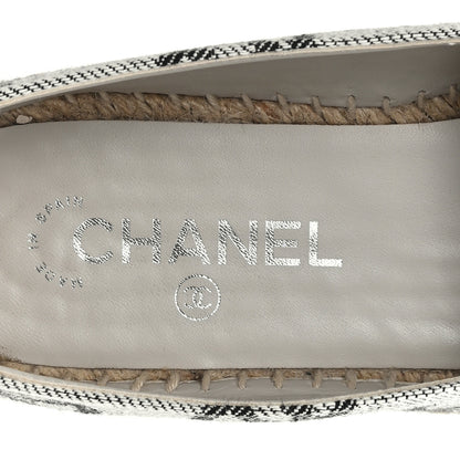 Chanel Cotton Jacquard Grosgrain CC Print Espadrilles 40 Grey Black 9 of 11