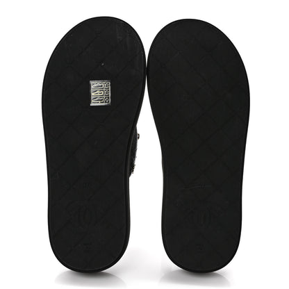 Chanel Lambskin Quilted Padded Charms Thong Sandals 37 Black 5 of 7