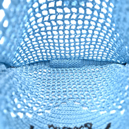 Prada Yarn Raffia Effect Crochet Logo Embroidered Tote Bag Celeste 5 of 10