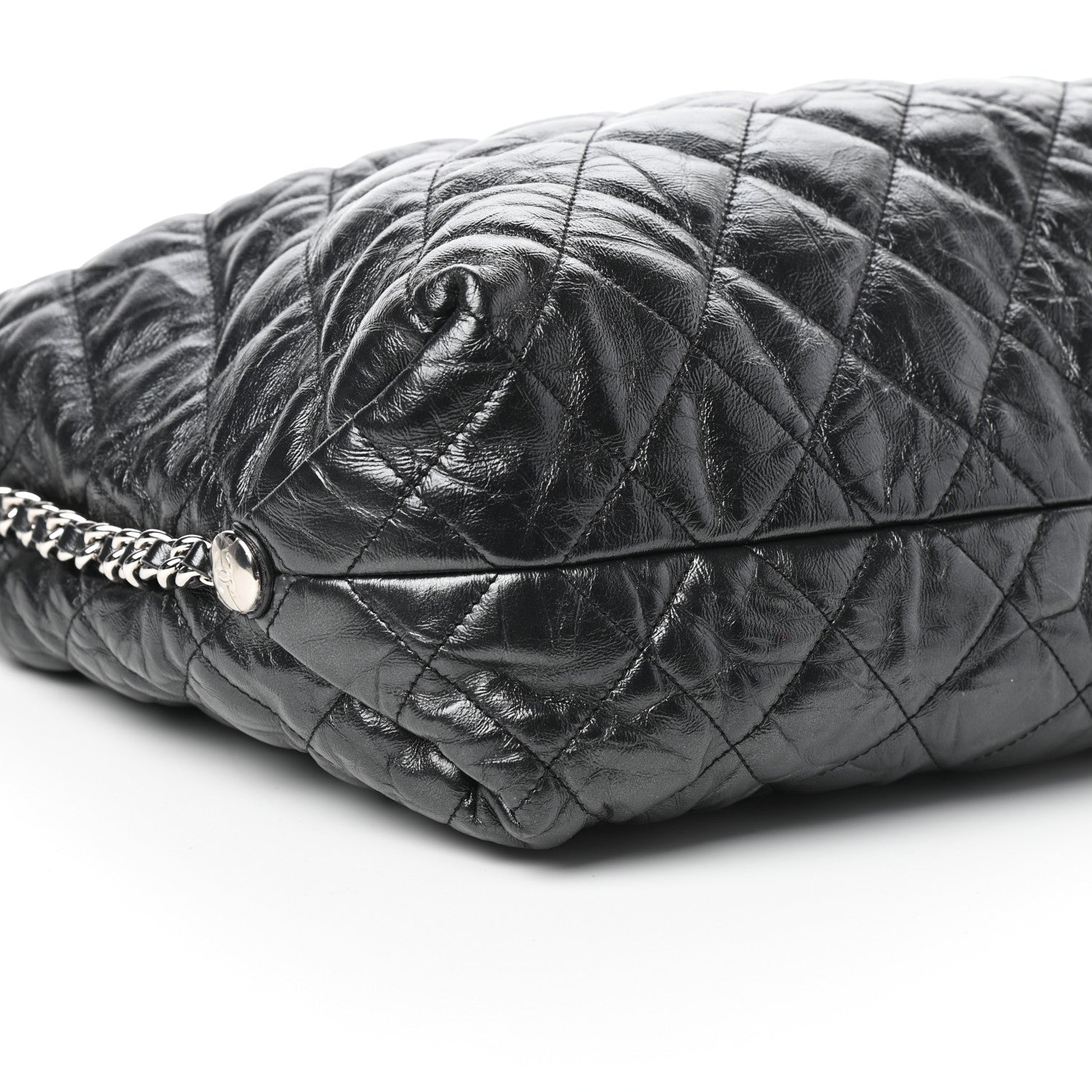 Chanel Crackled Calfskin Quilted Large Big Bang Hobo Black 9 of 10