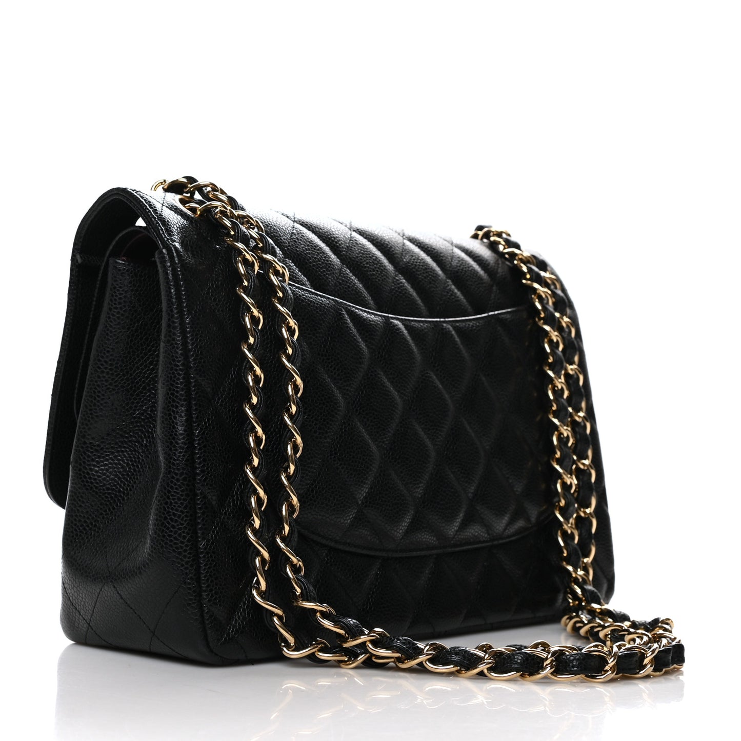 Caviar Quilted Jumbo Double Flap Black