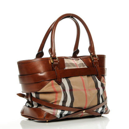 Burberry House Check Bridle Calfskin Medium Lynher Tote Dark Tan 3 of 9