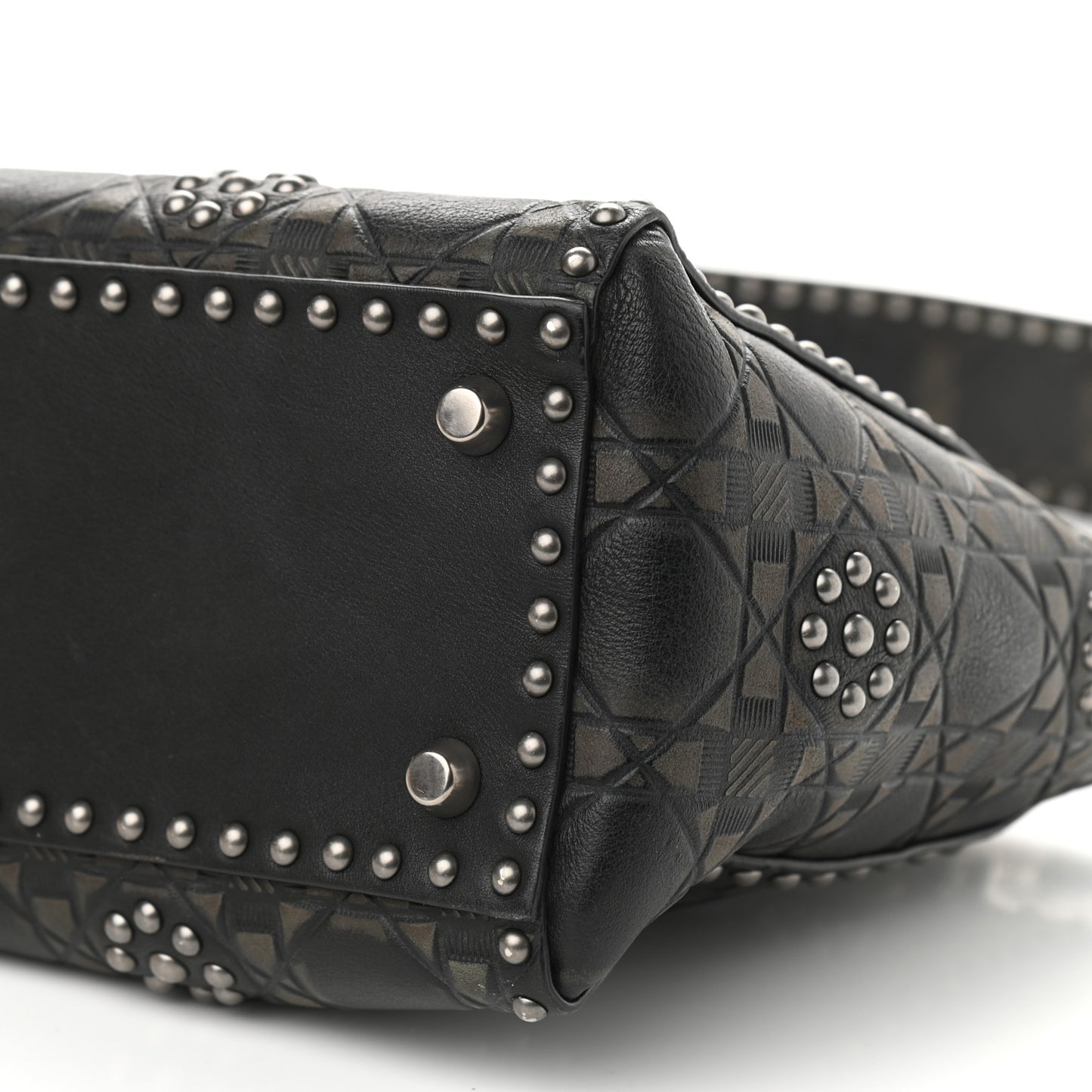 Calfskin Studded Flower Medium Lady Dior Black