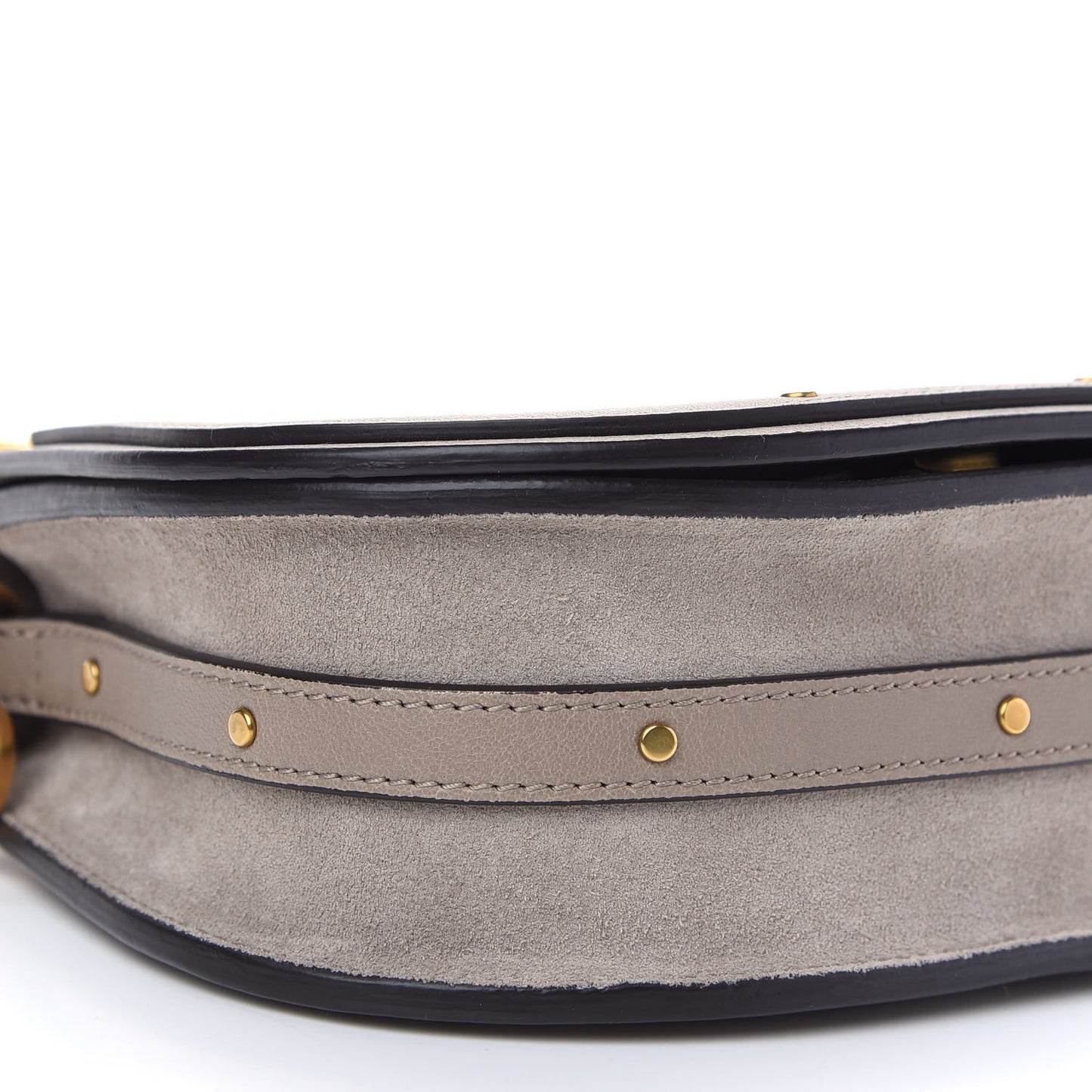 Calfskin Suede Small Nile Bracelet Bag Motty Grey