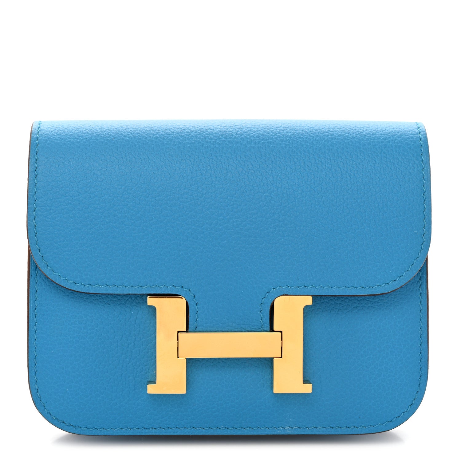 Hermes Evercolor Bi-Color Constance Slim Wallet Bleu Frida Rose Mexico 1 of 9