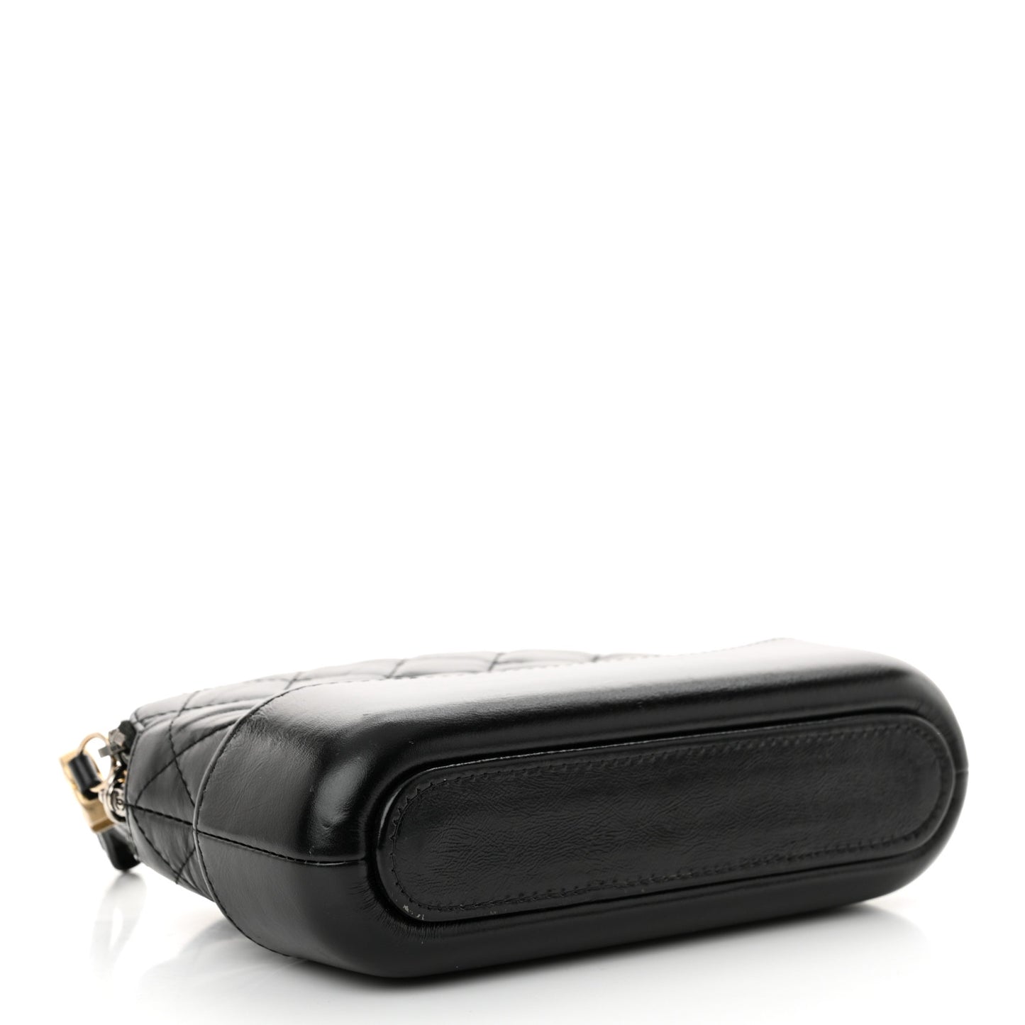 Aged Calfskin Quilted Small Gabrielle Clutch With Chain Black
