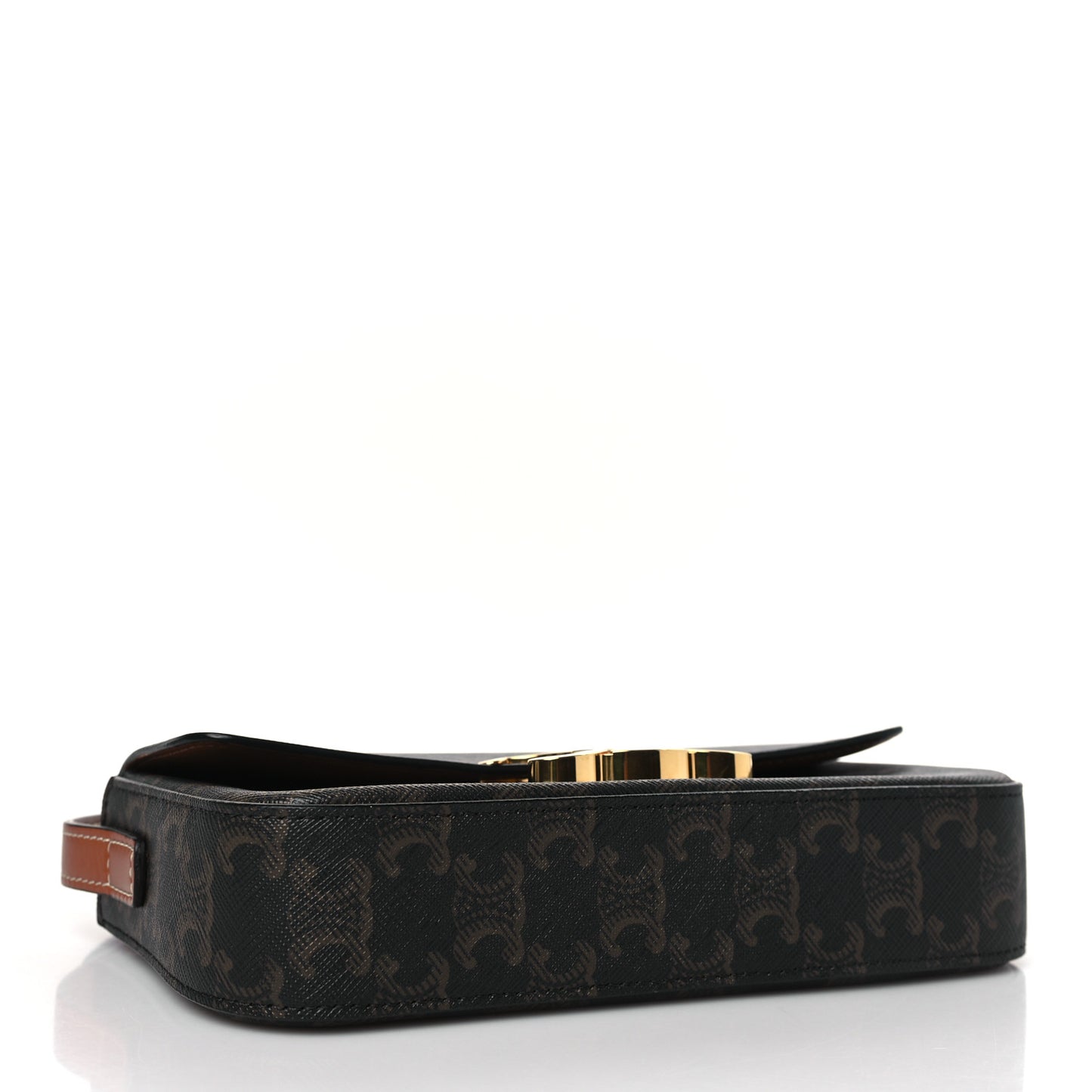 Canvas Calfskin Triomphe Shoulder Bag Tan
