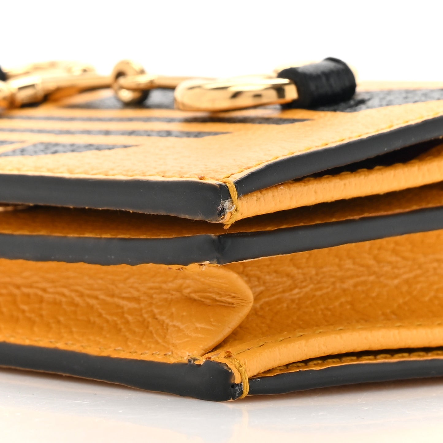 X ADIDAS Textured Dollar Calfskin Trefoil Horsebit 1955 Card Case Wallet With Strap Crop Black