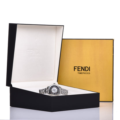 Fendi Stainless Steel Mother of Pearl Topaz Spinel 33mm Ishine Rotating Gem Quartz Watch Black 9 of 9
