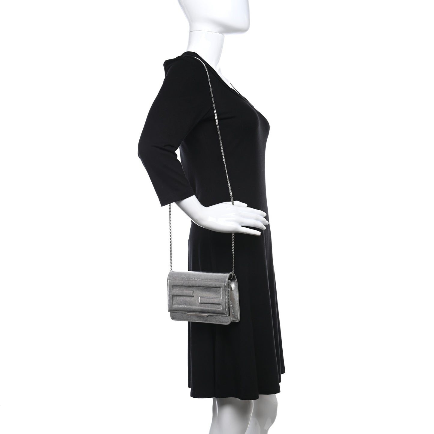 Vitello Mirror Elite Tube Wallet on Chain Silver