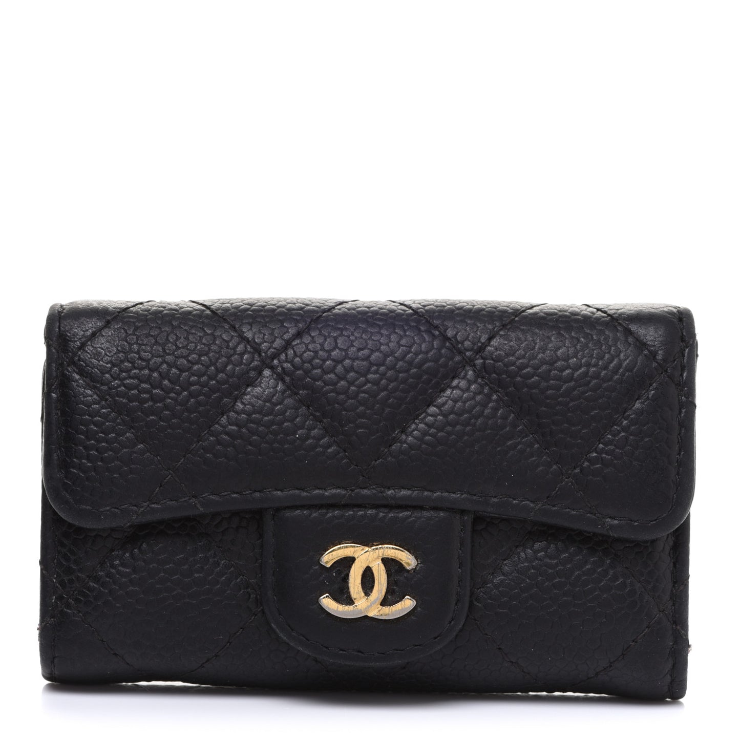 Caviar Quilted 6 Key Holder Black
