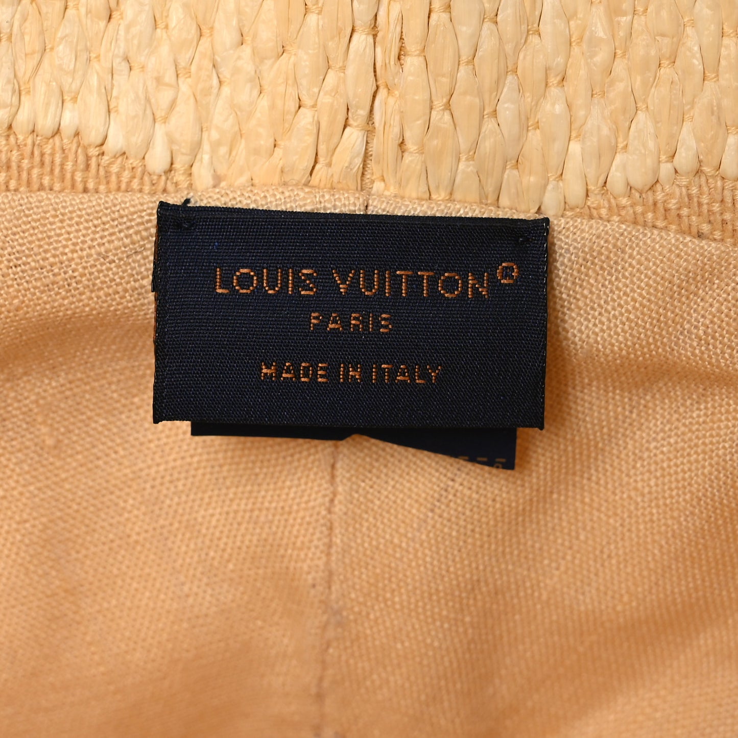 Woven Fabric Calfskin Monogram Beachview Bucket Hat Natural