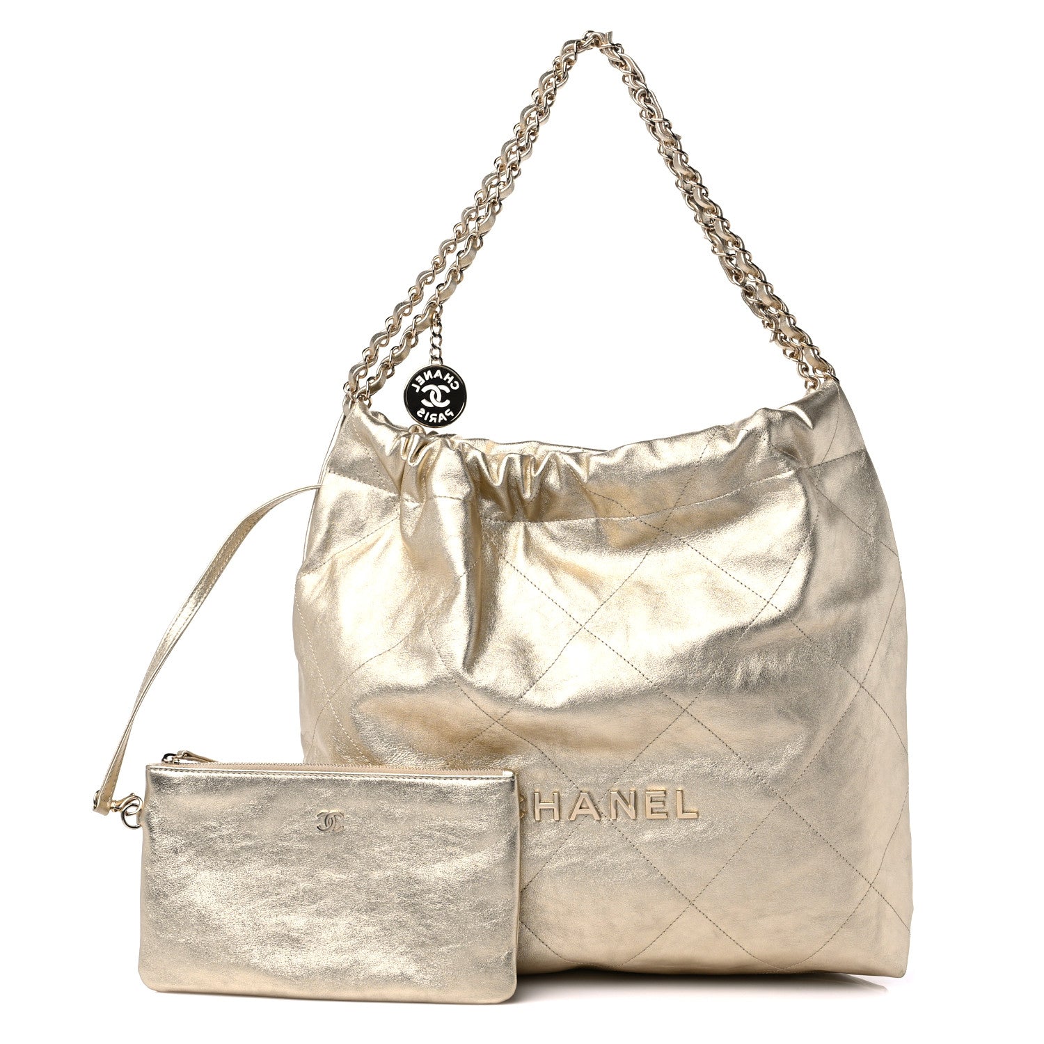 Chanel Metallic Calfskin Quilted Chanel 22 Golden 1 of 10