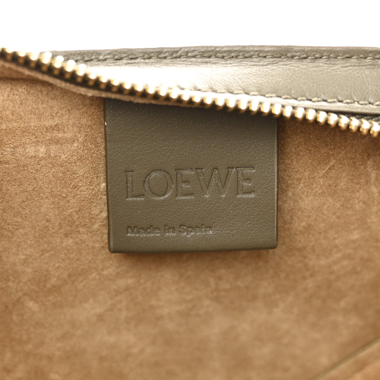 Loewe Shiny Calfskin Mini Cropped Puzzle Fold Tote Dark Khaki