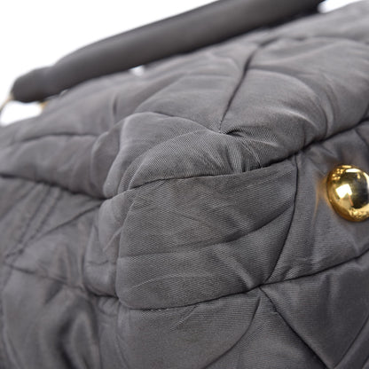 Prada Tessuto Nylon Chevron Quilted Dome Satchel Grey 11 of 13