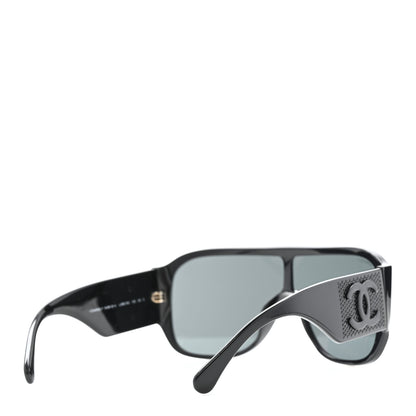 Chanel Acetate Crystal CC Shield Sunglasses 5466-B-A Black 4 of 8
