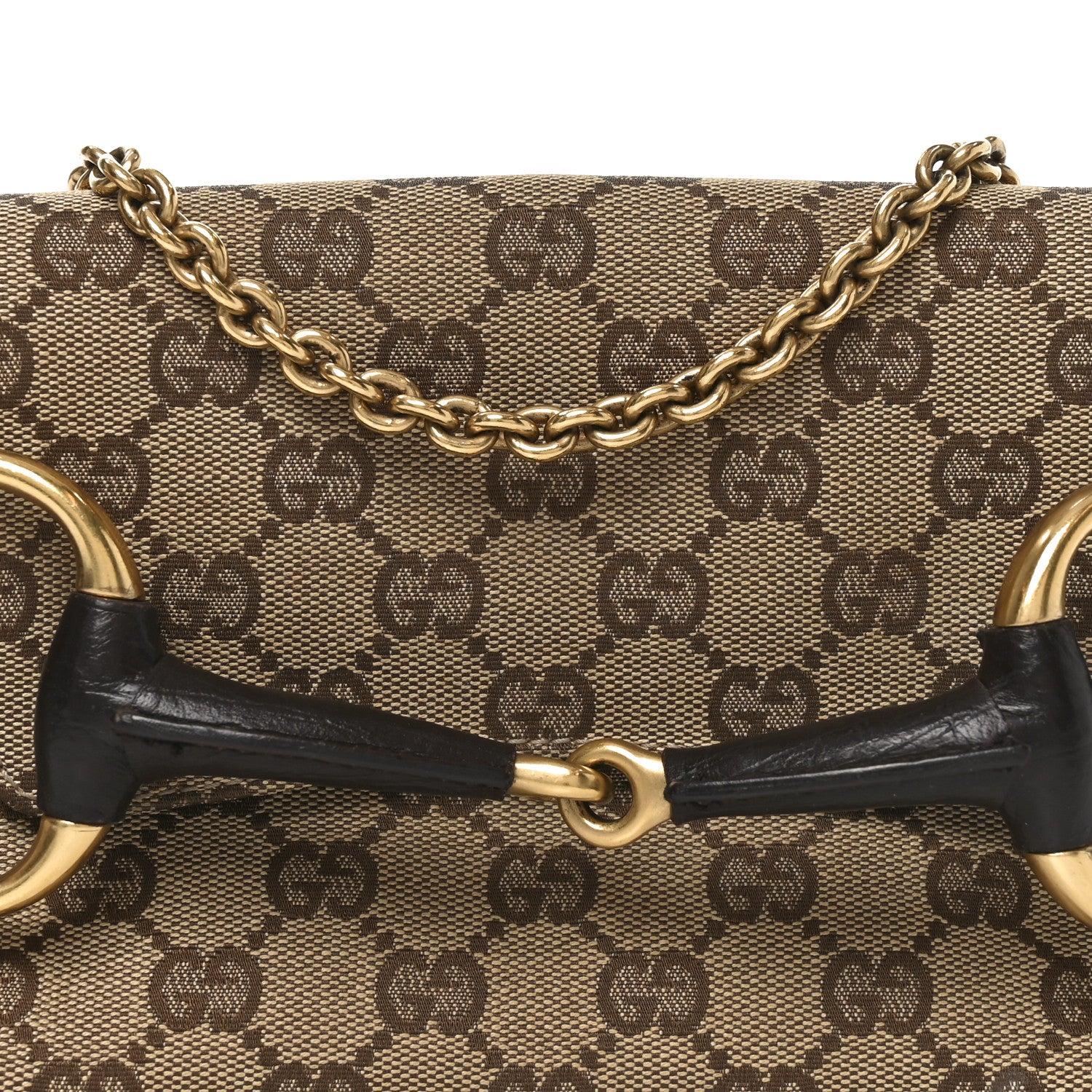 Gucci Monogram Horsebit Clutch Dark Brown 8 of 10