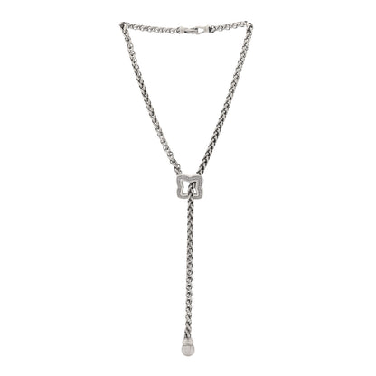 David Yurman Sterling Silver Diamond Quatrefoil Lariat Wheat Chain Necklace 3 of 5