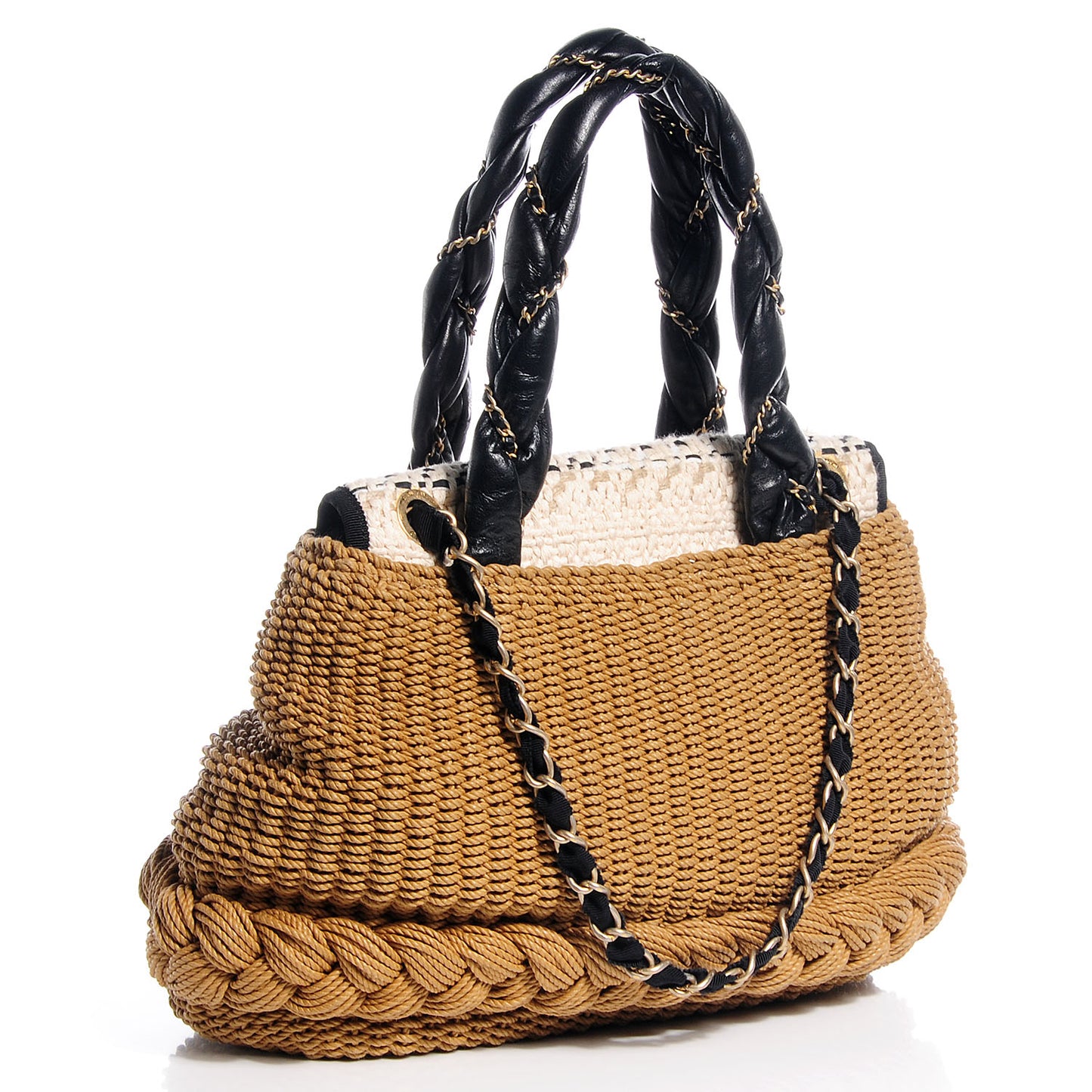 Woven Raffia Lambskin Coco Country Tote