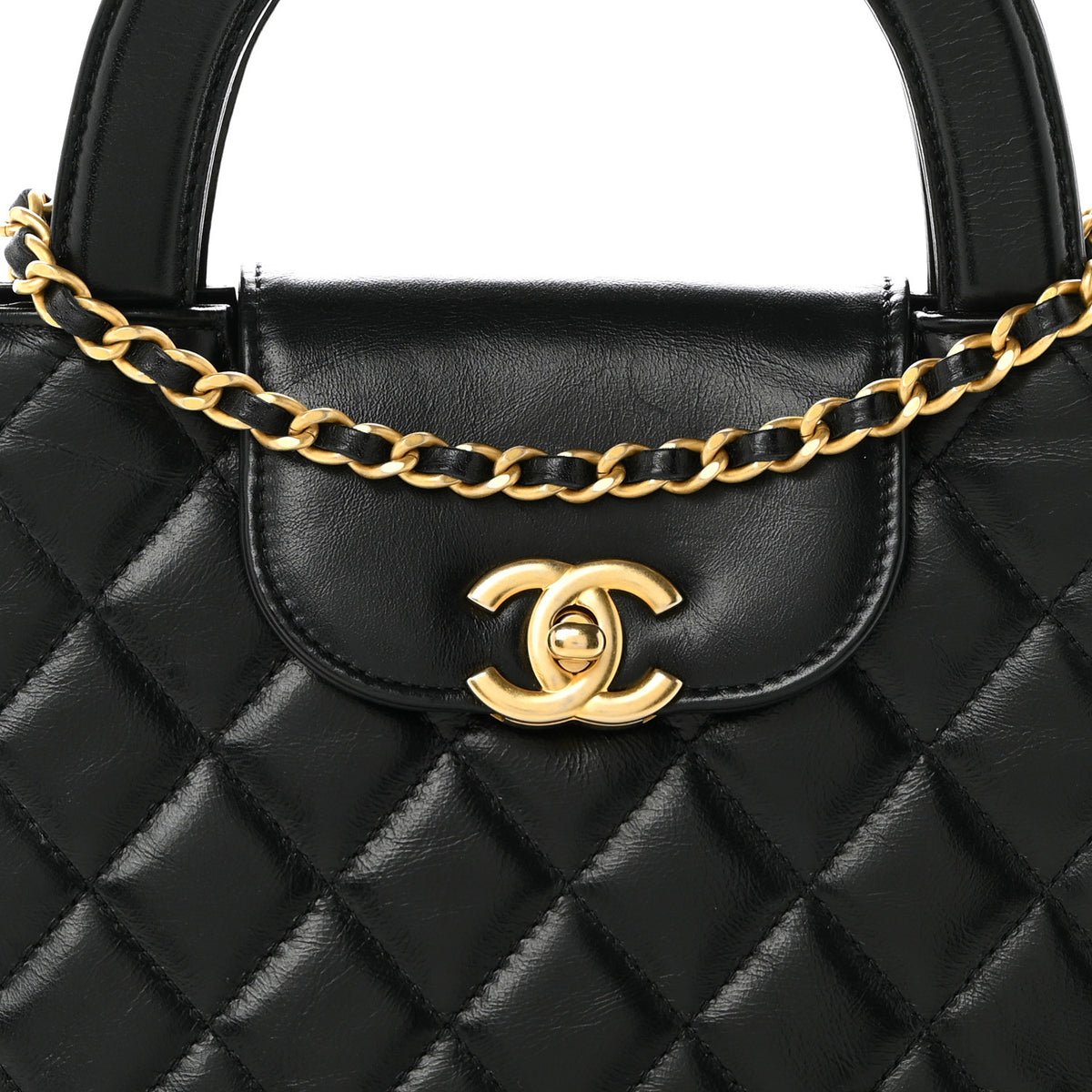 Chanel Shiny Aged Calfskin Quilted Nano Kelly Shopper Black 8 of 11