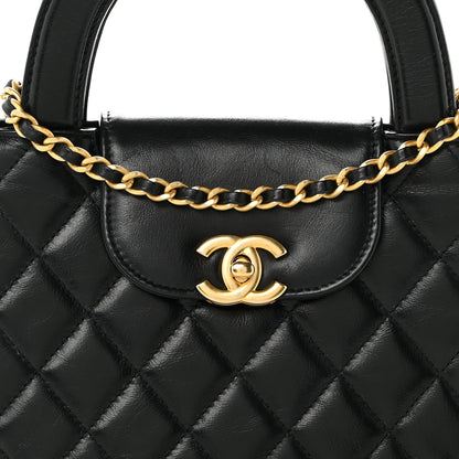Chanel Shiny Aged Calfskin Quilted Nano Kelly Shopper Black 8 of 11