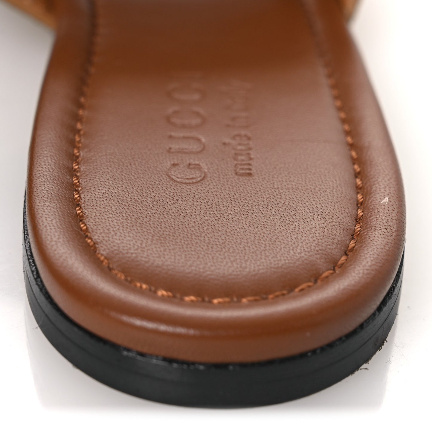 Calfskin Monogram Horsebit Womens Slide Sandals 37 Beige Ebony Sundial