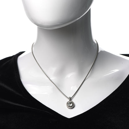David Yurman Sterling Silver Diamond Prasiolite 8mm Petite Cerise Pendant Necklace 2 of 5