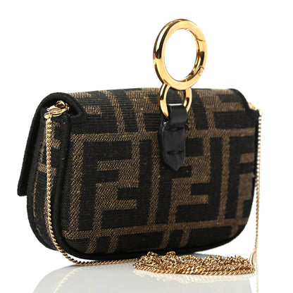 Fendi Fabric Jacquard FF 1974 Nano Baguette Charm Tobacco Moro Black 2 of 4