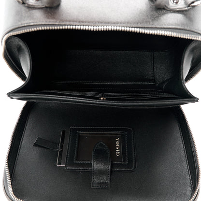 Chanel Metallic Caviar Quilted Medium CC Filigree Vanity Case Dark Silver 6 of 16