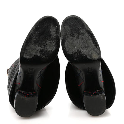Chanel Lambskin Stitched Logo Fold Over High Boots 41 Black 5 of 7