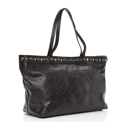 Gucci Calfskin Horsebit Embossed Medium Babouska Shopping Tote Dark Brown 3 of 14