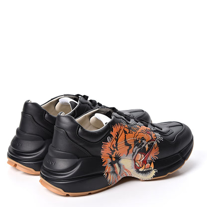Gucci Calfskin Tiger Print Mens Rhyton Sneakers 8 Black 5 of 11
