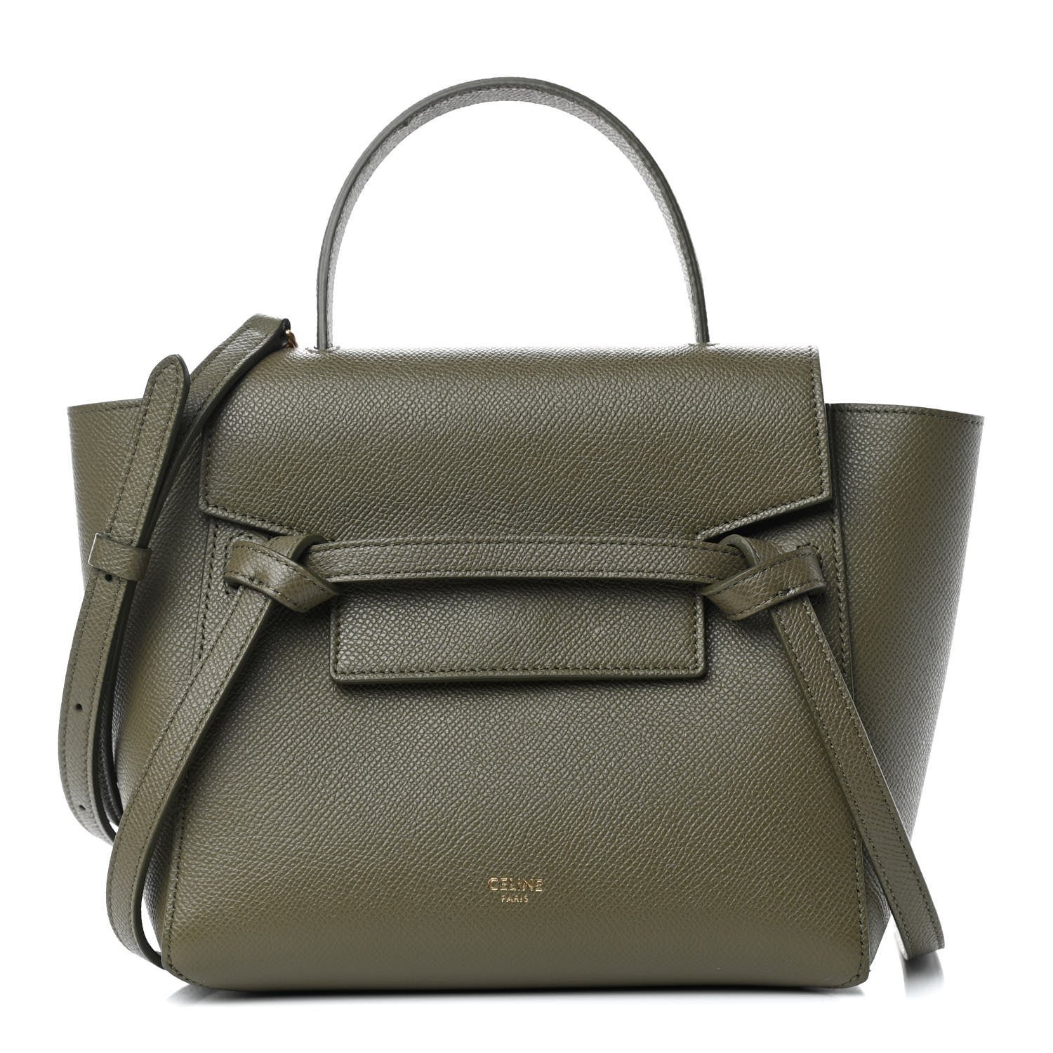 Celine Grained Calfskin Nano Belt Bag Army Green 1 of 9