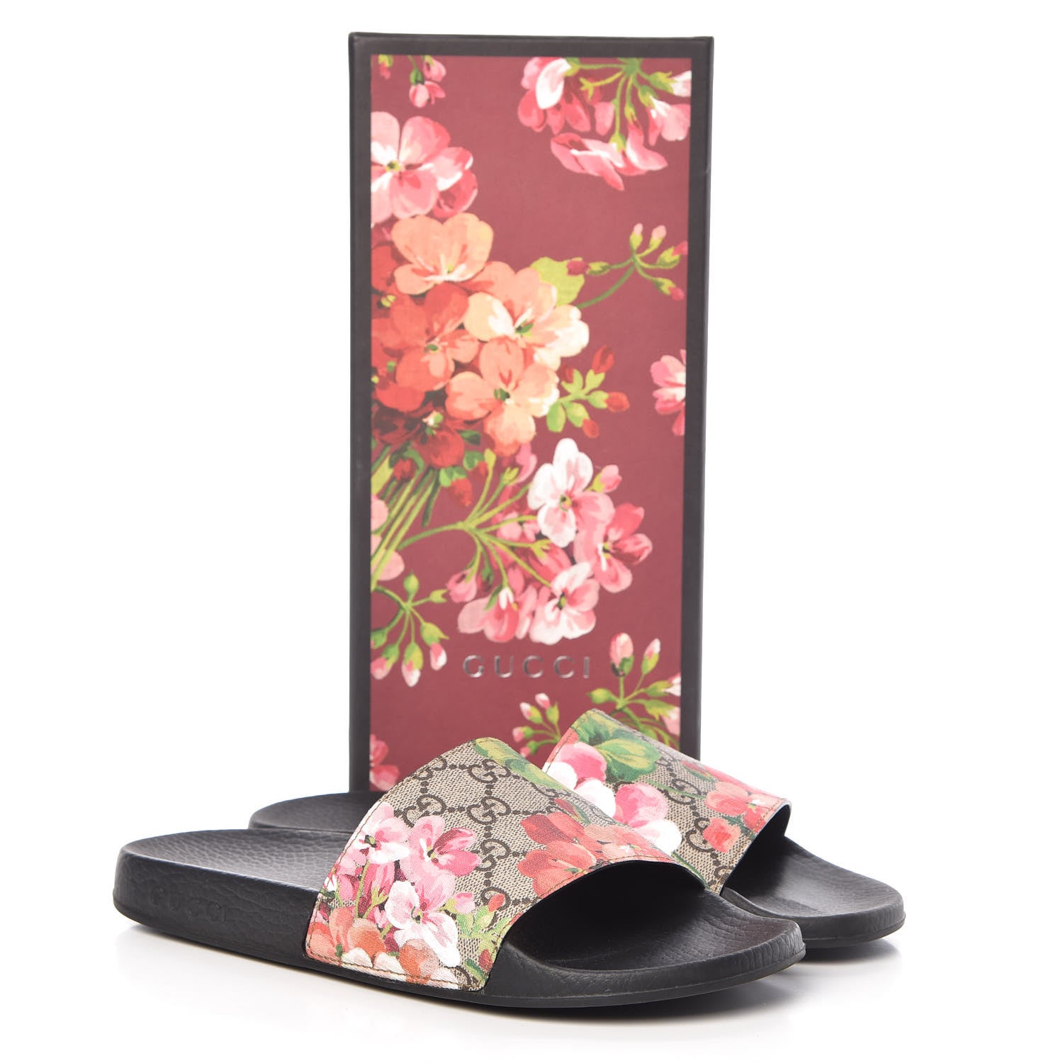 Gucci GG Supreme Monogram Blooms Slide Sandals 39 Beige Multicolor 8 of 8