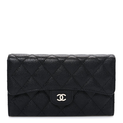 Chanel Caviar Quilted Long Flap Wallet Black 1 of 8