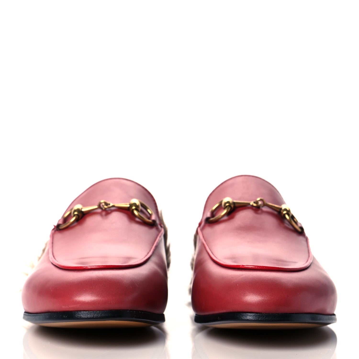 Gucci Betis Glamour Calfskin Fur Womens Princetown Slippers 36 Hibiscus Red Naturale 2 of 10