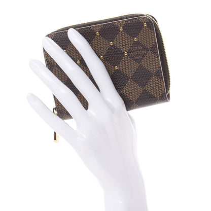 Louis Vuitton Damier Ebene Studded Zippy Coin Purse Rose Ballerine 2 of 7