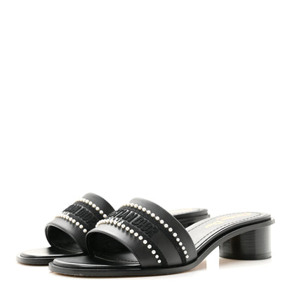 Christian Dior Calfksin Pearl Embroidered Dway 35mm Slide Sandals 35 Black 4 of 10