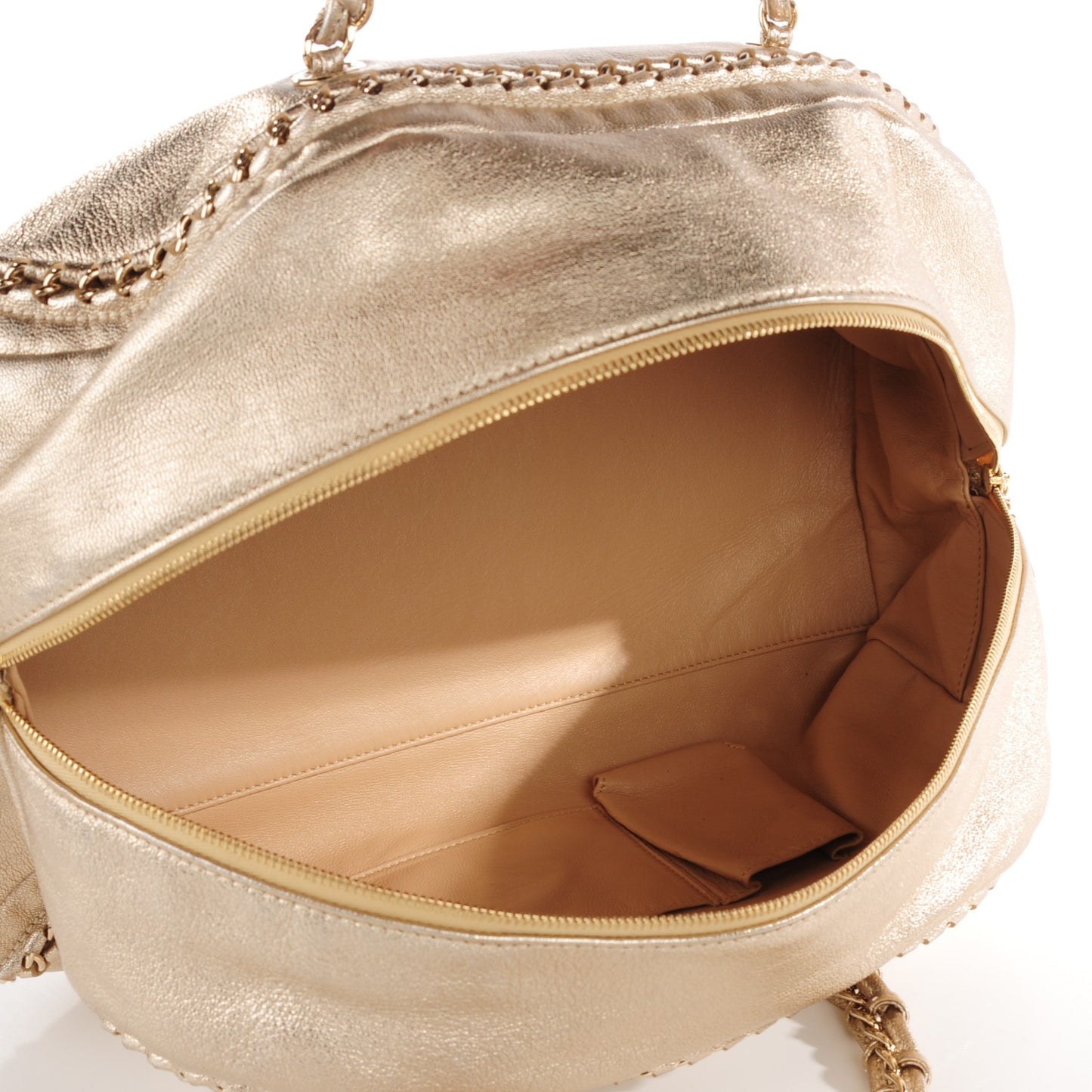 Metallic Goatskin Large Luxe Ligne Bowler Gold