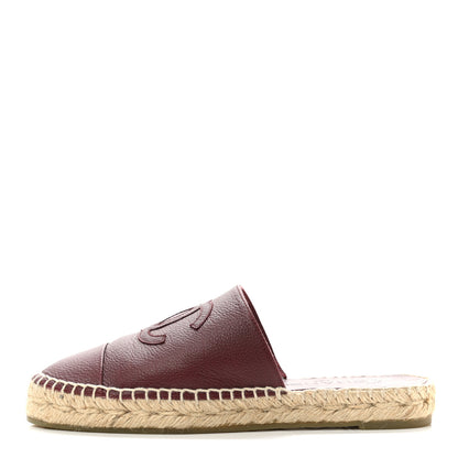 Chanel Calfskin CC Espadrille Mules 37 Burgundy 1 of 9
